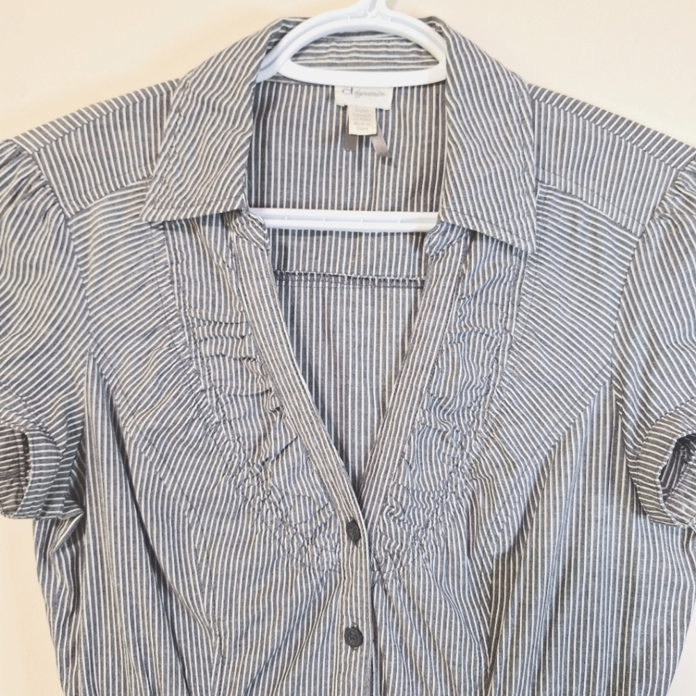 Vintage Y2K Dynamite Pinstripe Shirtdress with Bow Tie Waist Medium - Picture 4 of 10